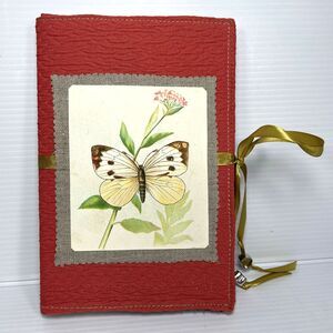 Junk Journal  Folio Waterfall Pages Altered Paper Sampler Booklet Orange Fabric